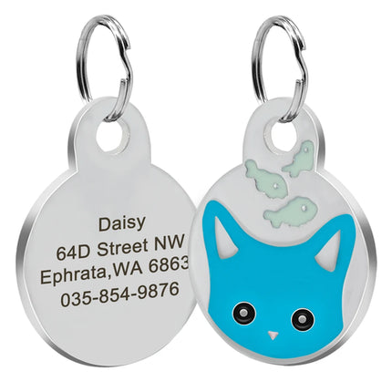 Cute Cat Tag Small Dog ID Tags Free Engraved Name Cats Kitten Name Tag