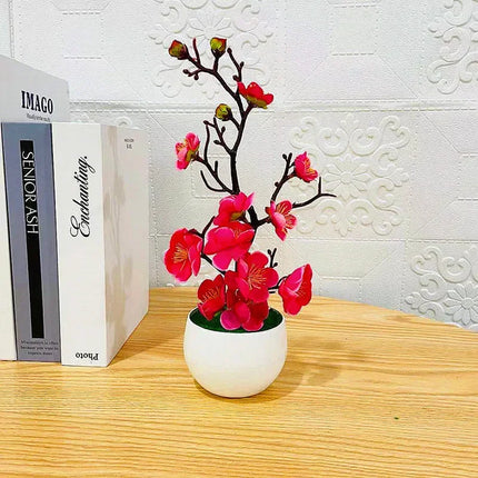 Simulation Plum Flower Pot Plant Artificial Plastic Fake Flowers Home