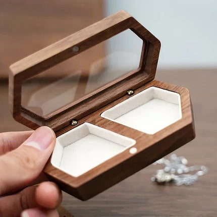 Free Custom Personalized Walnut Wooden Ring Box Engraved Engagement