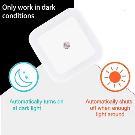 Mini LED Night Light EU Plug In Smart Control Sensor Ambient Light For