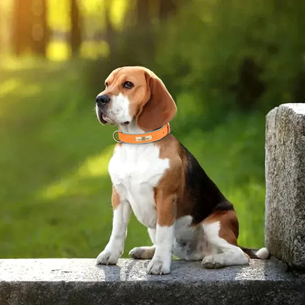 Personalized Dog Collar PU Leather Dogs Collars Free Engraving Pet ID