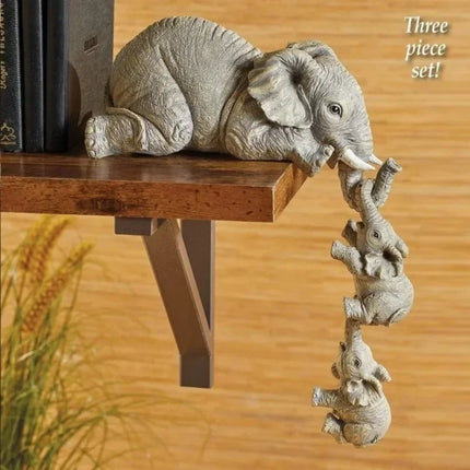 3 Pcs/set Cute Elephant Hug Baby Doll Resin Handicraft Decoration Home