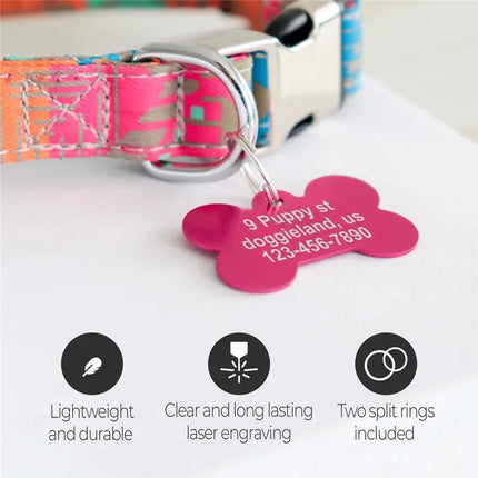 Personalized Pet ID Tag Dog Cat Nameplate Address Number Aluminum