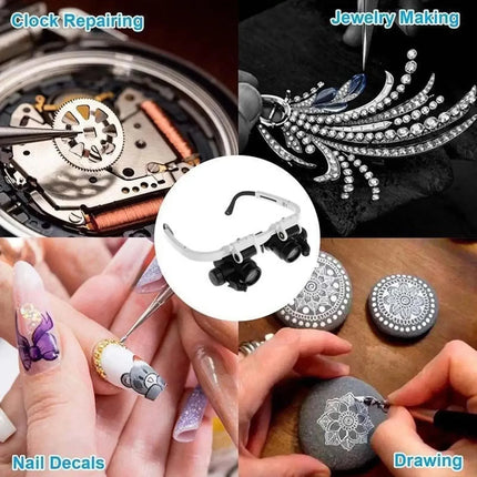 Hot Sell 2XLED Watch Jeweler Repair Magnifier Head-Mounted Headband