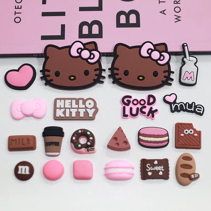 MINISO Hawaiian-themed Decor Hello Kitty Shoe Charms Brown Cat Summer