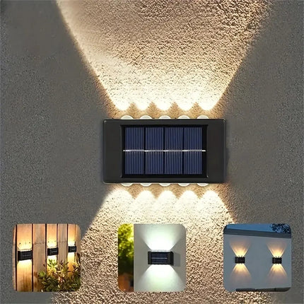 1pc 2/4/6/8/10/12LEDs Solar LED Wall Lights, Outdoor Wall Lamp For