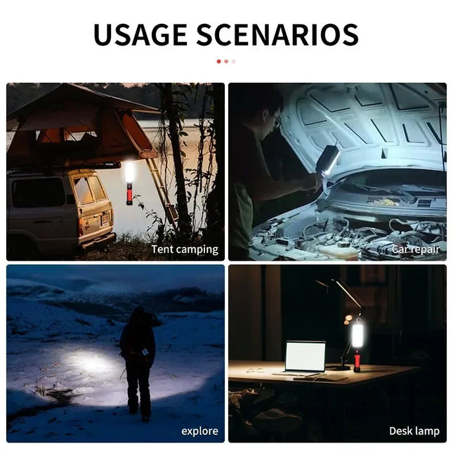1/2/4PCS Work Light Portable Lamp Hook Magnet Camping Lamp High Low