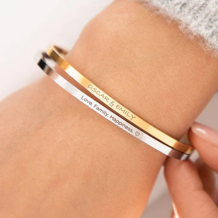1PC Personalized Engraved Name Stainless Steel Bracelet Custom Words