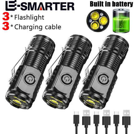 Super Bright Mini 3LED Flashlight With Pen Clip And Tail