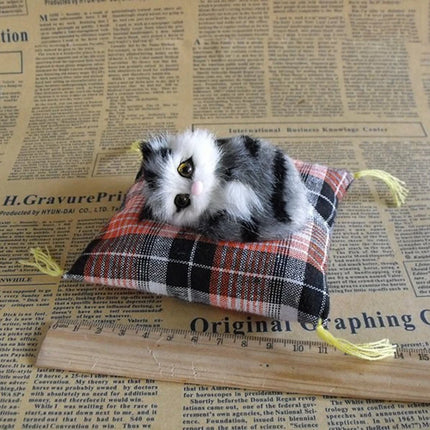 Artificial Mini Sleeping Cats on Cloth Pad Plush Simulation Lying Cats