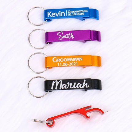 50*Personalized Engraved Bottle Opener Key Chain Wedding Favors