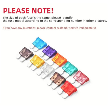 100 Pcs 10 Specifications Automotive Fuse Set 2A 3A 5A 7.5A 10A 15A