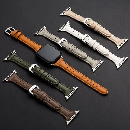Leather Slim Strap for Apple Watch Band 44mm 40mm 41mm 45mm 38mm 42mm
