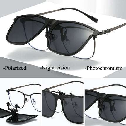 Polarized Clip on Sunglasses Men Photochromic Car Driver Goggles Night