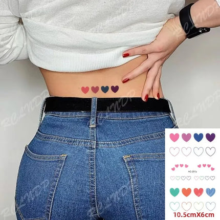 Waterproof Temporary Tattoo Sticker Black Hand Drawn Heart Design Body