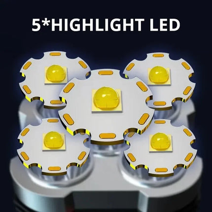 5LED High Power Led Flashlights Rechargeable Camping Spotlight with