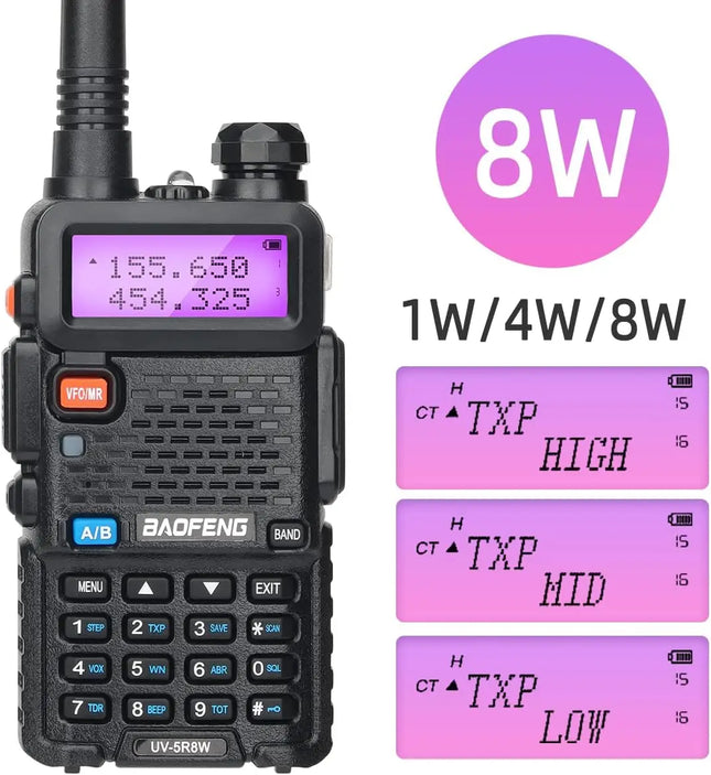 1/2X Baofeng UV-5R 8W Tri-Power Walkie Talkie High Power Dual Band