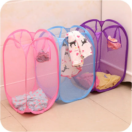 Foldable Color Mesh Clothes Dirty Clothes Basket Household Mesh Dirty