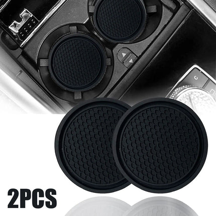 2pcs Black Car Auto Cup Holder Anti Slip Insert Coasters Pads Interior