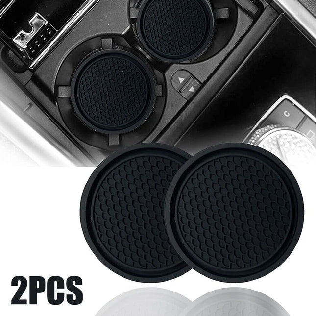 2pcs Black Car Auto Cup Holder Anti Slip Insert Coasters Pads Interior