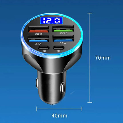 Car Charger 2-6 Ports Fast Quick Charging PD QC3.0 USB Car Phone