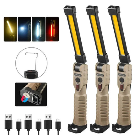 Portable Fold LED Flashlight Strong Magnet COB Working Light Type C