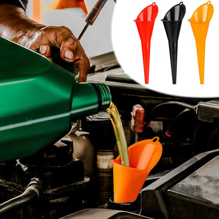Car Long Stem Funnel Gasoline Engine Oil Fuel Filling Tool Motorcycle