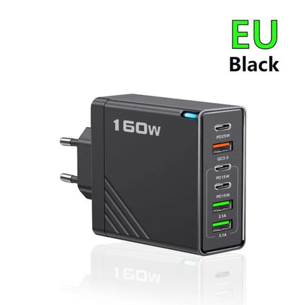 160W Multi Ports USB Charger Type C Fast Charging EU/US Plug Wall