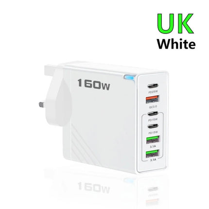 160W Multi Ports USB Charger Type C Fast Charging EU/US Plug Wall