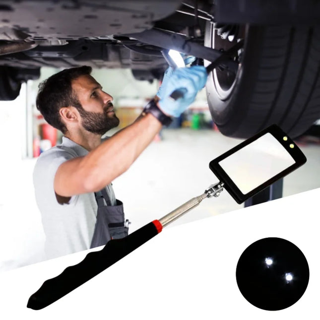360° Inspection Mirror LED Light Telescoping Mirrors Extend Mechanic