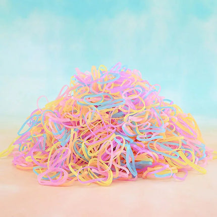 1000Pcs Colorful Disposable Hair Bands Girls Elastic Rubber Band Kids