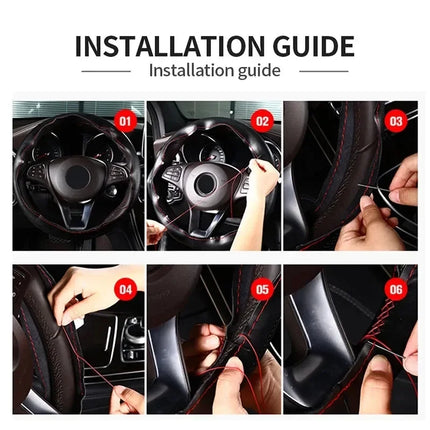 Artificial Leather Steering Wheel Cover Anti-Slip Braiding Cover For