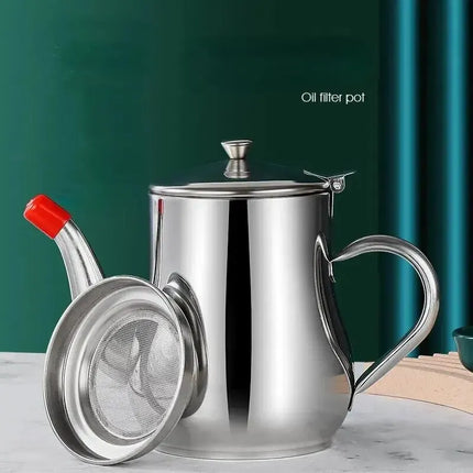 1Pc Household Stainless Steel Oil Pot with Filter Oil Filter Pot