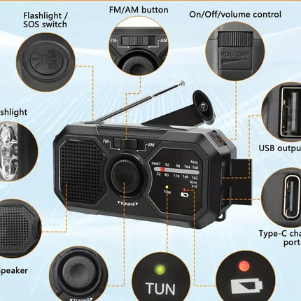 Portable Solar Radio, Emergency Kits first Aid Radio with Crank,