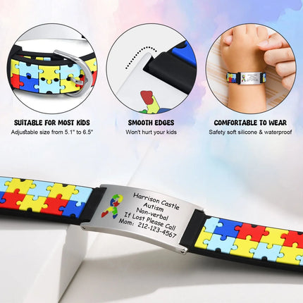Personalized Autism Aspergers Bracelet for Little Boy Girl , Engraved