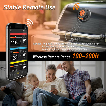 Food Cooking Bluetooth Wireless BBQ Remote Thermometer Probes Smart