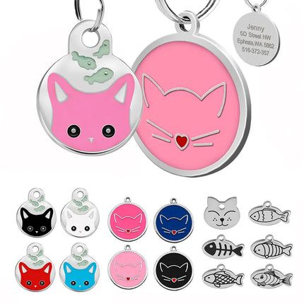 Cute Cat Tag Small Dog ID Tags Free Engraved Name Cats Kitten Name Tag