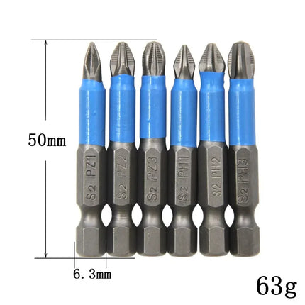 6Pcs Hexagonal Handle Anti Skid Electric Screwdriver Woodworking Cross