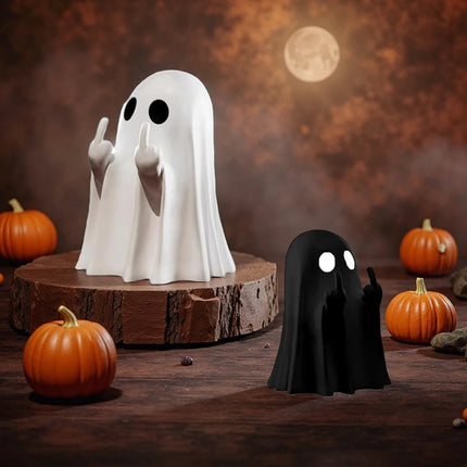 New Cute Middle Finger Ghost Statue Small Halloween Decor for Home