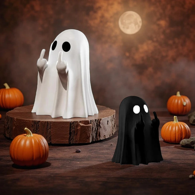New Cute Middle Finger Ghost Statue Small Halloween Decor for Home