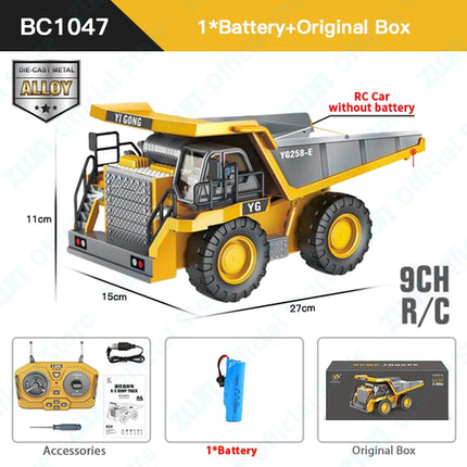 ZWN 2.4G Remote Control Excavator Dump Truck RC Model Car Toy