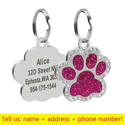 Stainless Steel Engraved Pet Name Collar Pendant ID Tags Personalized