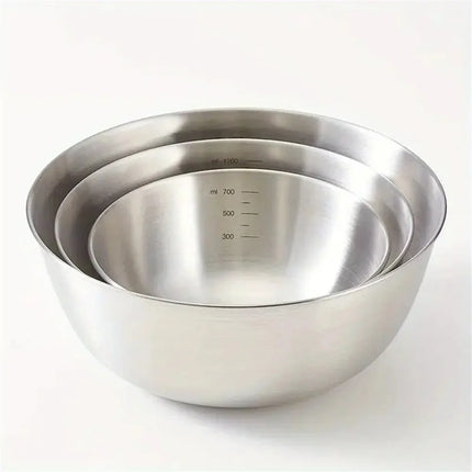 1-3 Stainless Steel Bowl Set with Scale for Cooking Baking Food