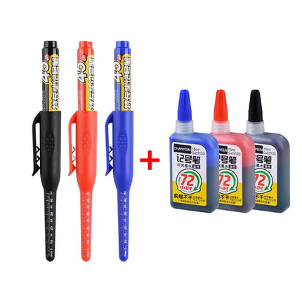 45mm Waterproof Deep Hole Marker Pens Long Nib Head Carpenter Pen