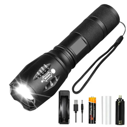 High Power T6 LED Flashlights Camping Torch 5 Light Modes Zoom Light