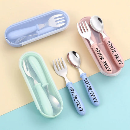 Personalized Custom Name Stainless Steel Cutlery Set with Storage Case