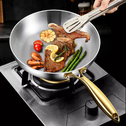 316 Stainless Steel Frying Pan Wok Pan Nonstick Cooking Fried Steak