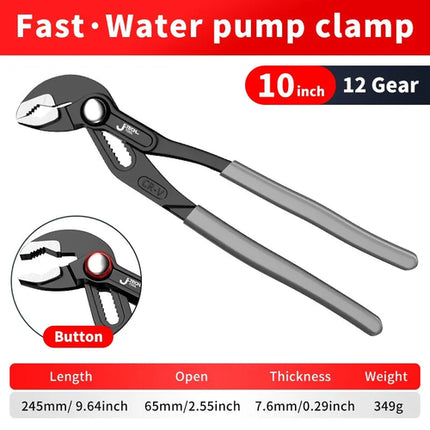 Water Pump Pliers Quick-Release Plumbing Pliers Pipe Wrench Adjustable