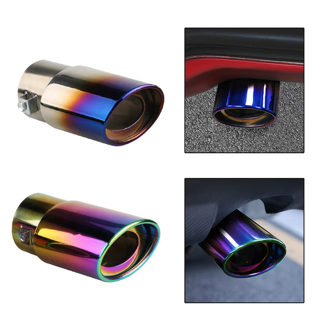 1PCS 2.5" Inlet Car Auto Exhaust Muffler Tip Pipe  Stainless Steel