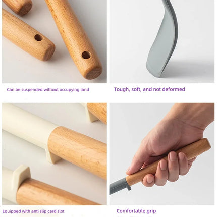 NEW Silicone Spatula Non Stick Pan Wooden Handle Silicone Vegetable